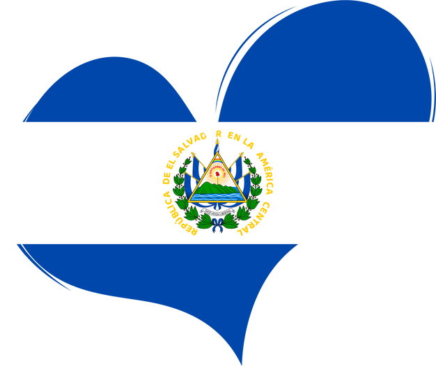 El Salvador Flag in Heart Shape